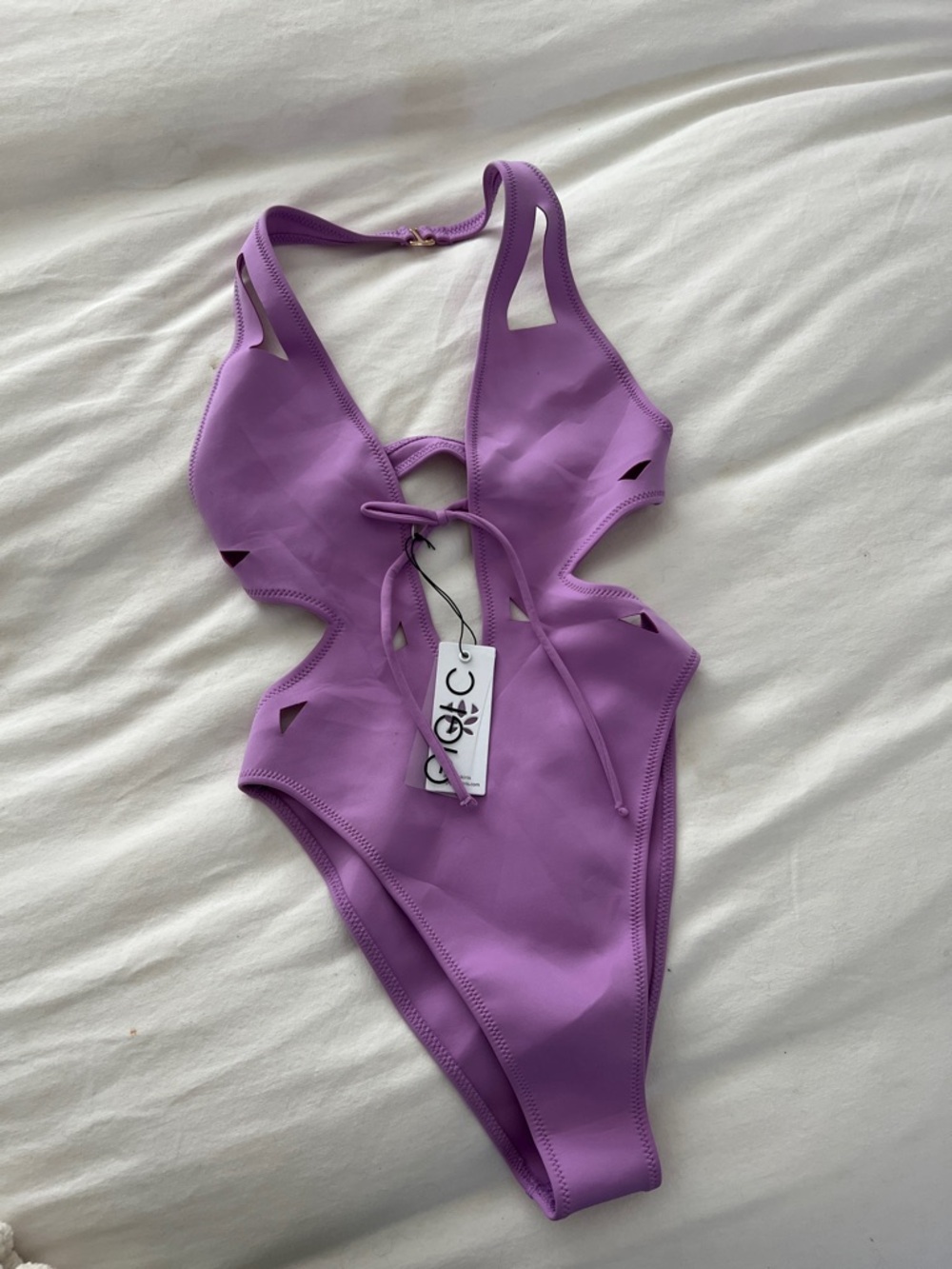GIGI C Lavender Purple Cutout One-Piece Swimsuit